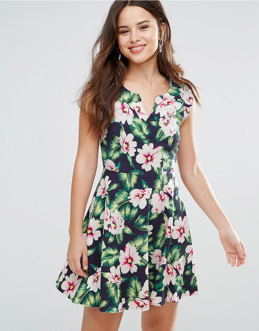 Louche Gael Dress In Floral Print - Navy