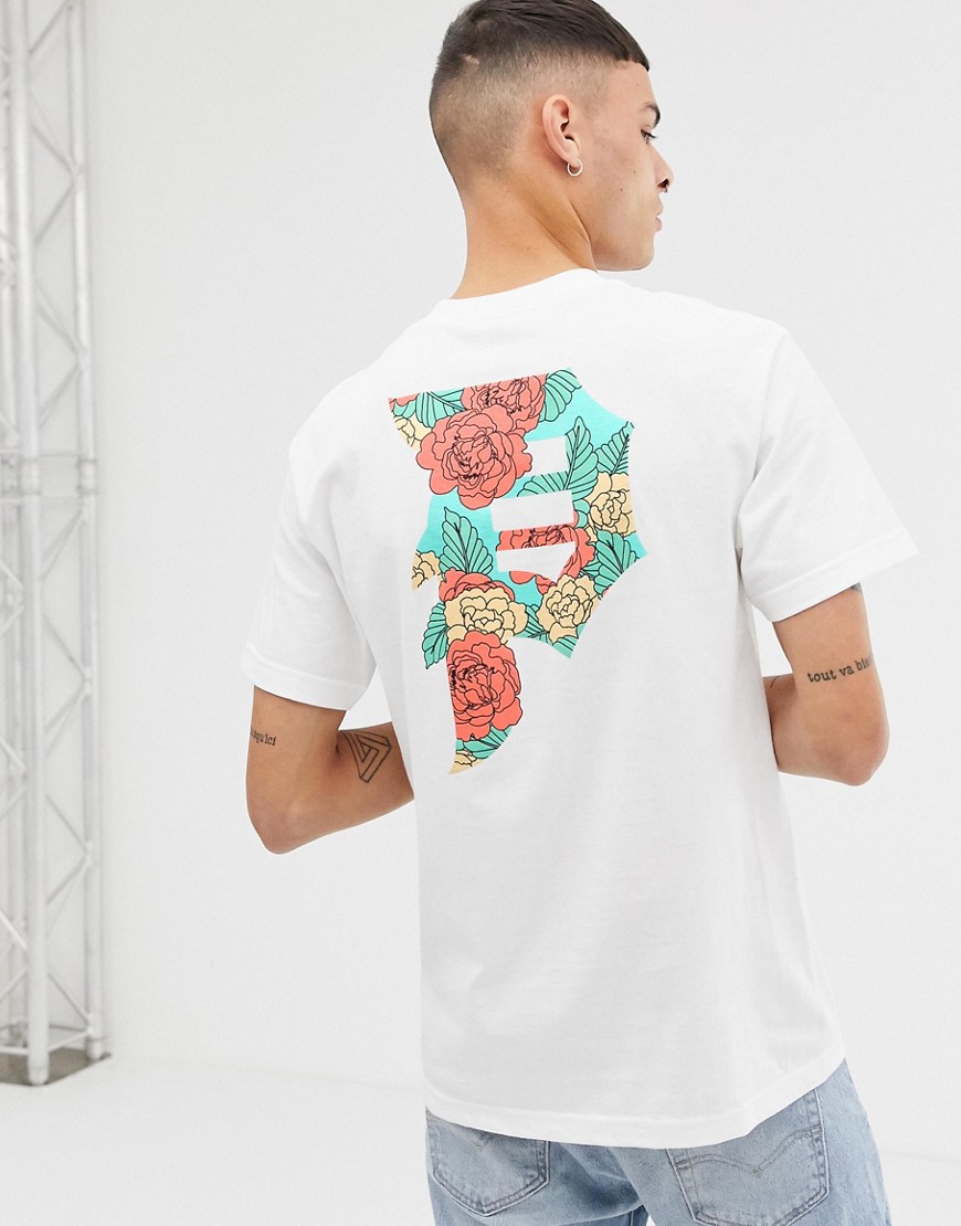 Primtiive T-Shirt With Large Floral Logo Back Print In White