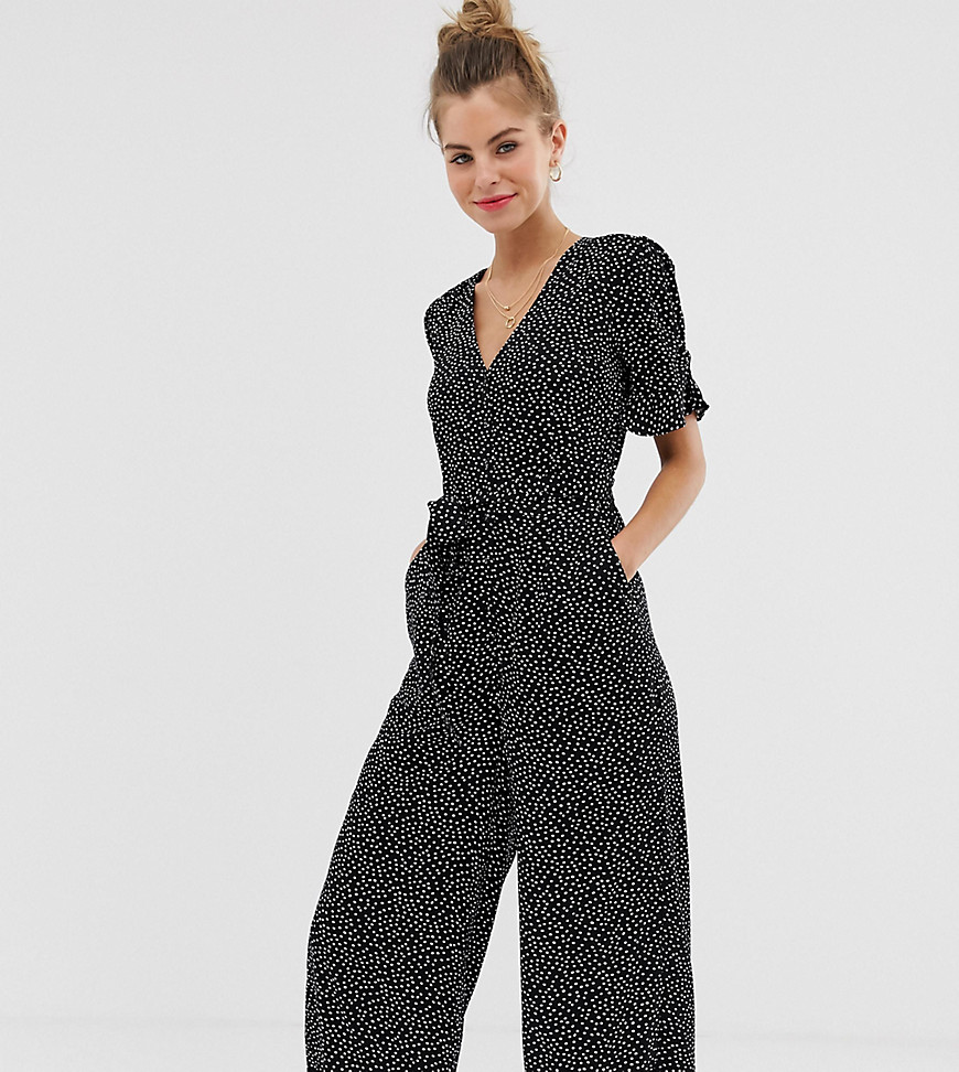 Oasis wrap jumpsuit with belt in polka dot