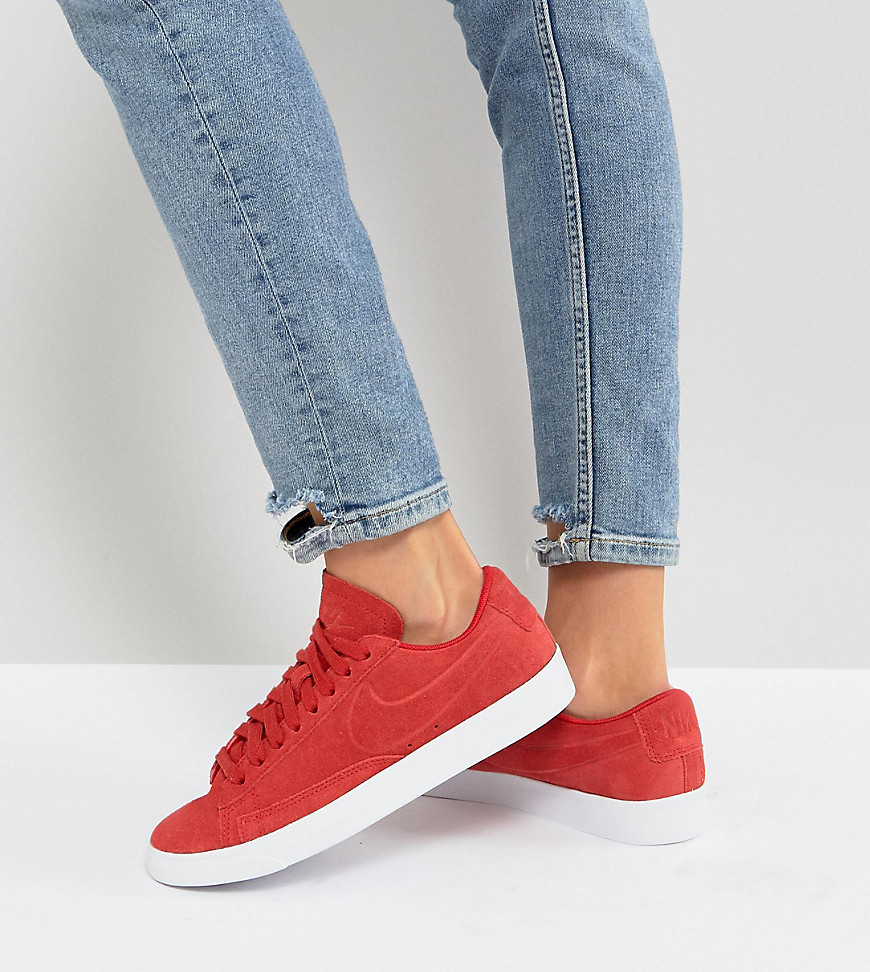Nike Blazer Low Red Suede Trainers