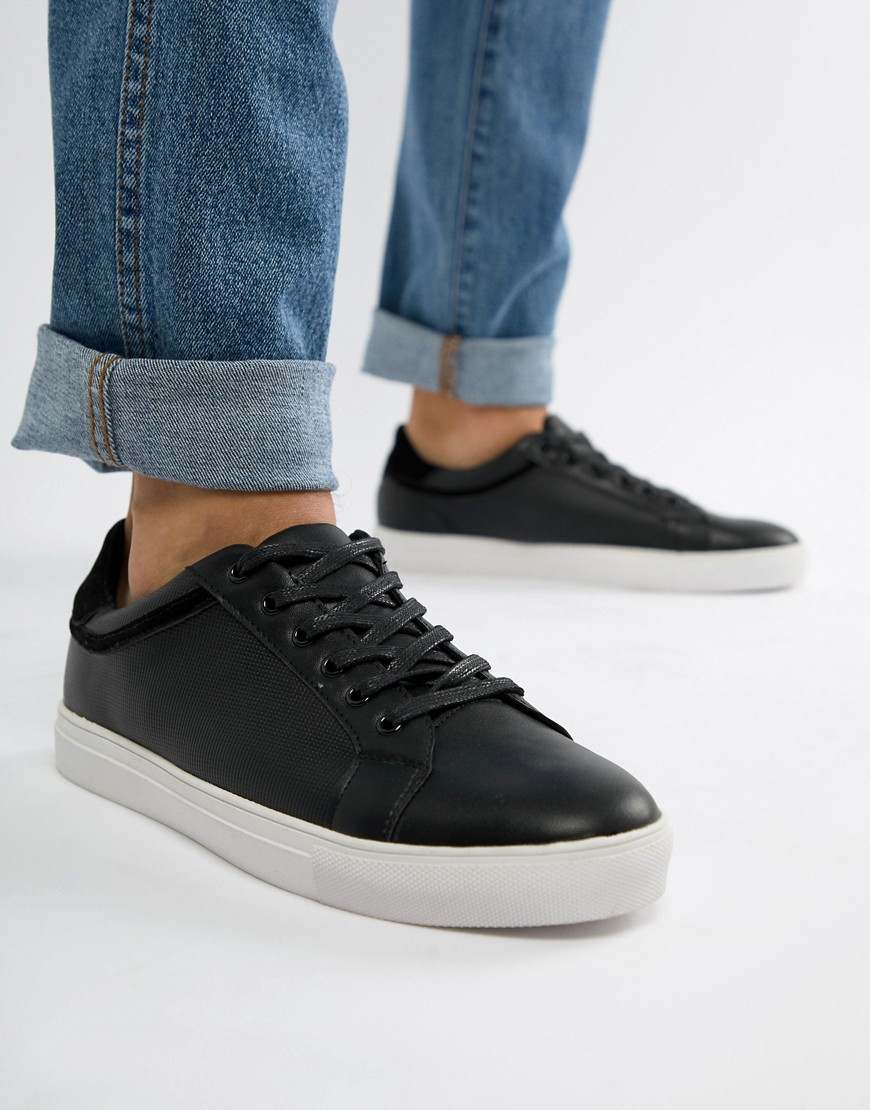 Truffle Collection Lace Up Trainer in Black