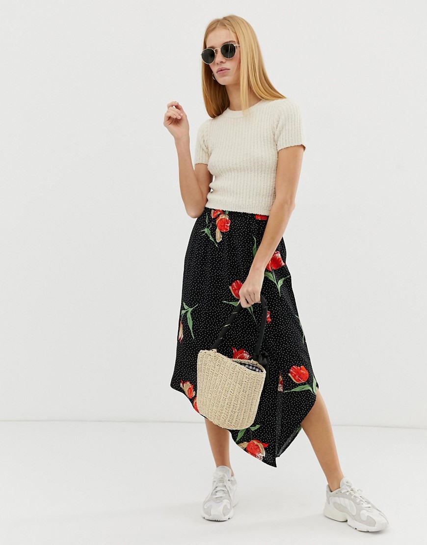 b.Young printed faux wrap skirt