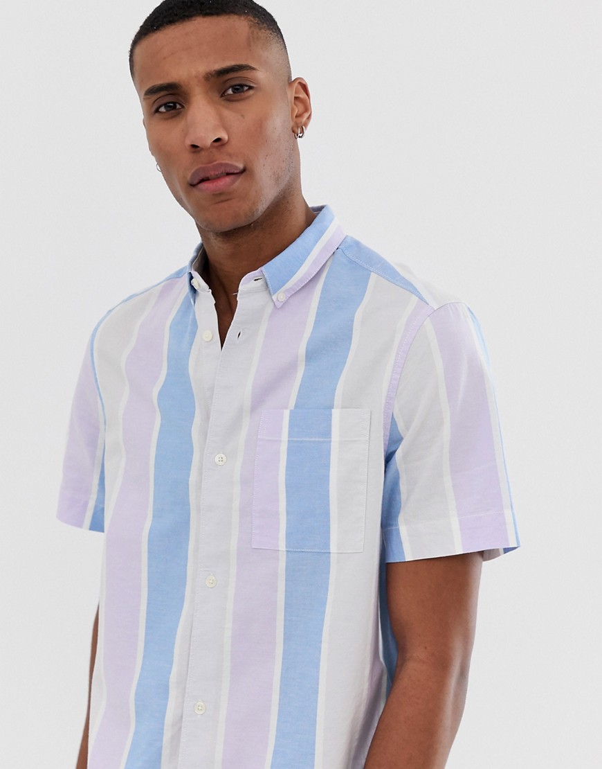 Burton Menswear shirt with pastel stripe in blue