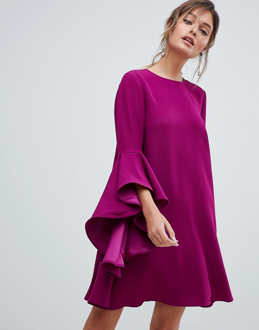 Ted Baker Waterfall Sleeve Mini Dress - Deep purple