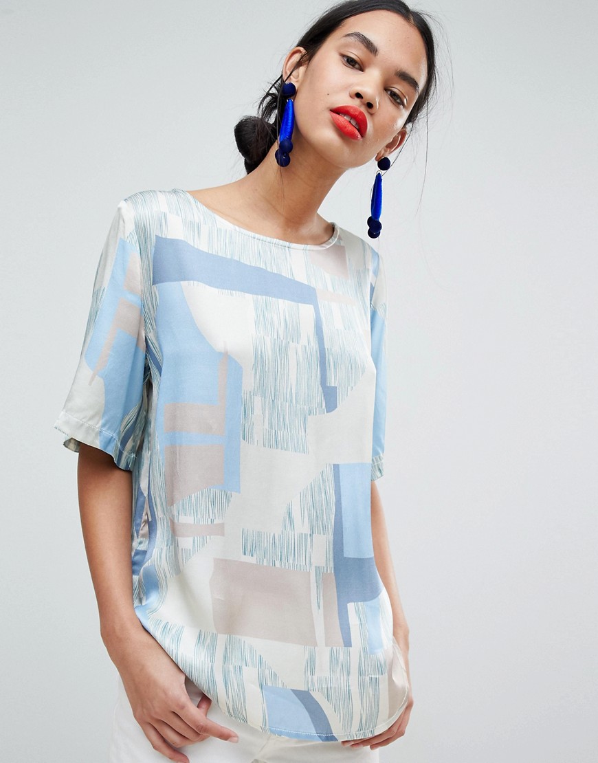 mByM Abstract Print Shell Top - Cassia print