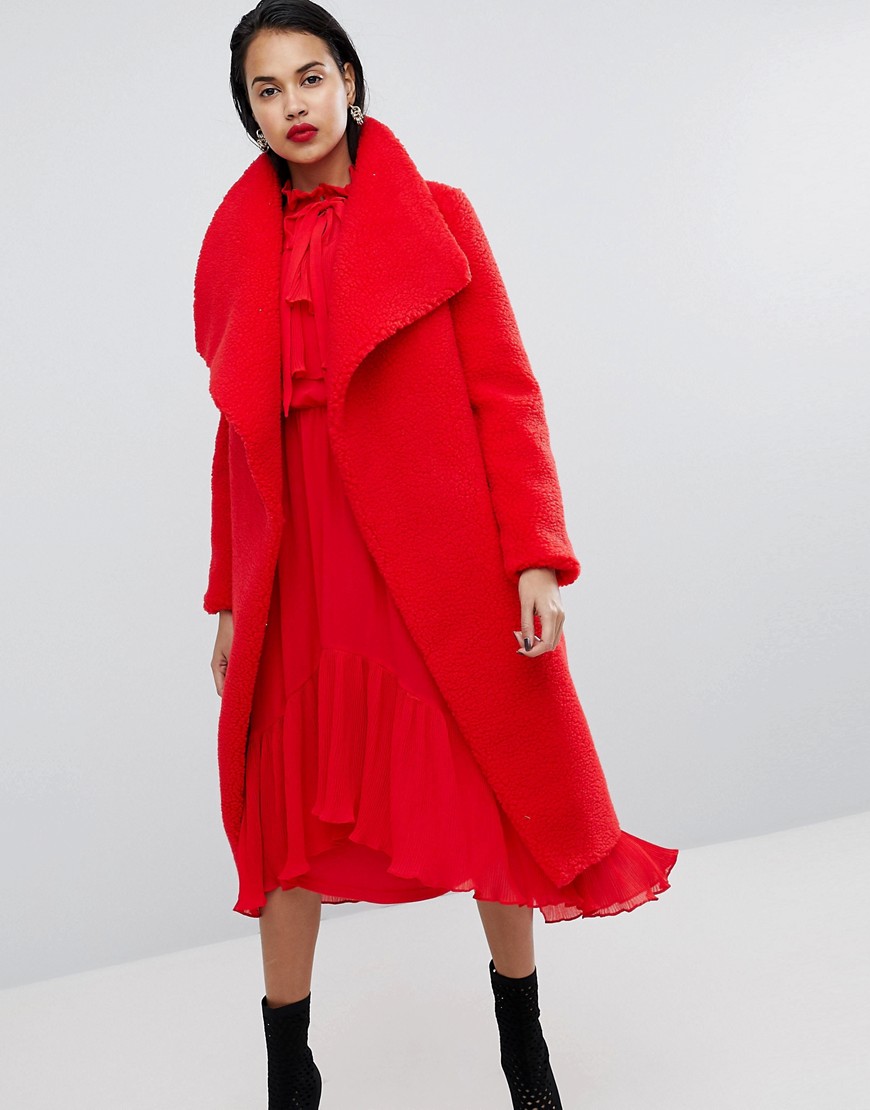 Missguided Waterfall Teddy Coat