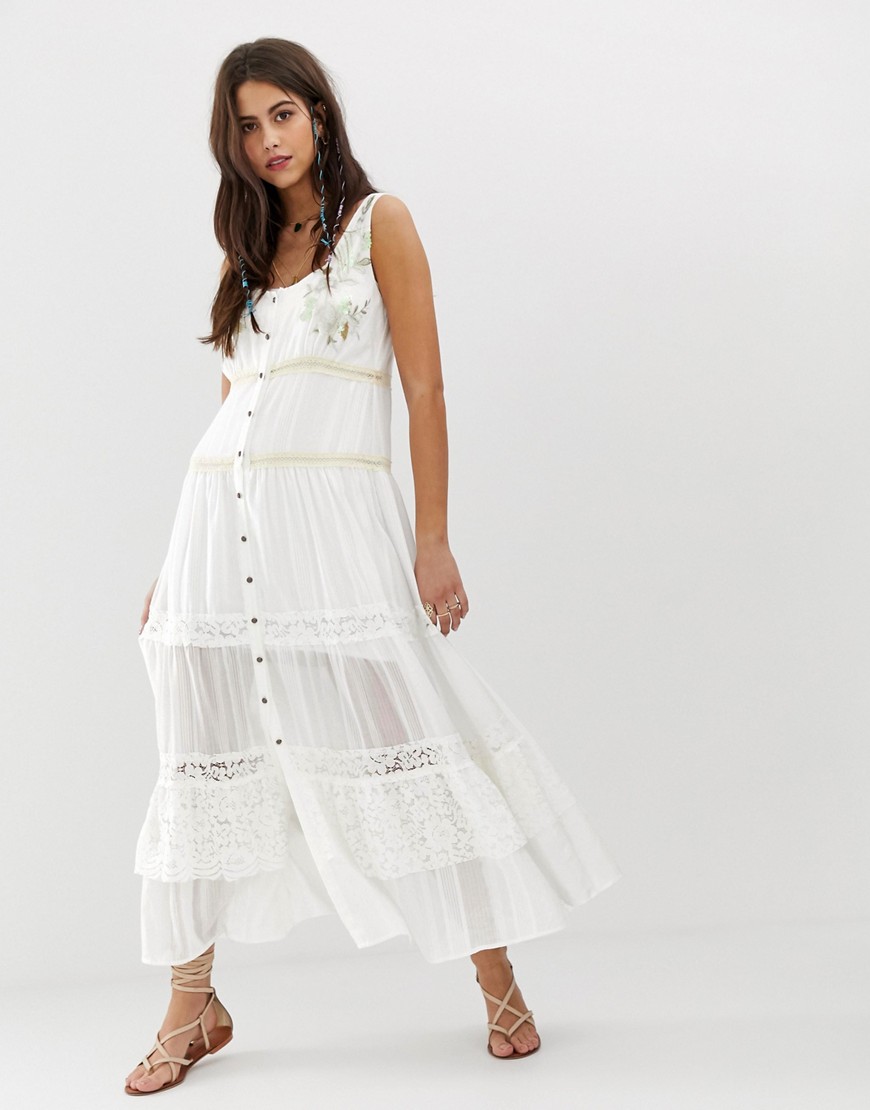 Aratta tiered maxi dress with embroidery detail