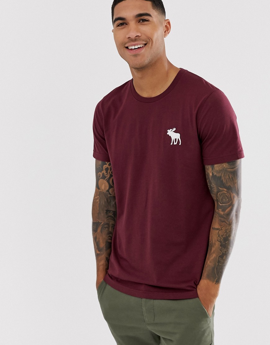 Abercrombie & Fitch large icon logo t-shirt in burgundy