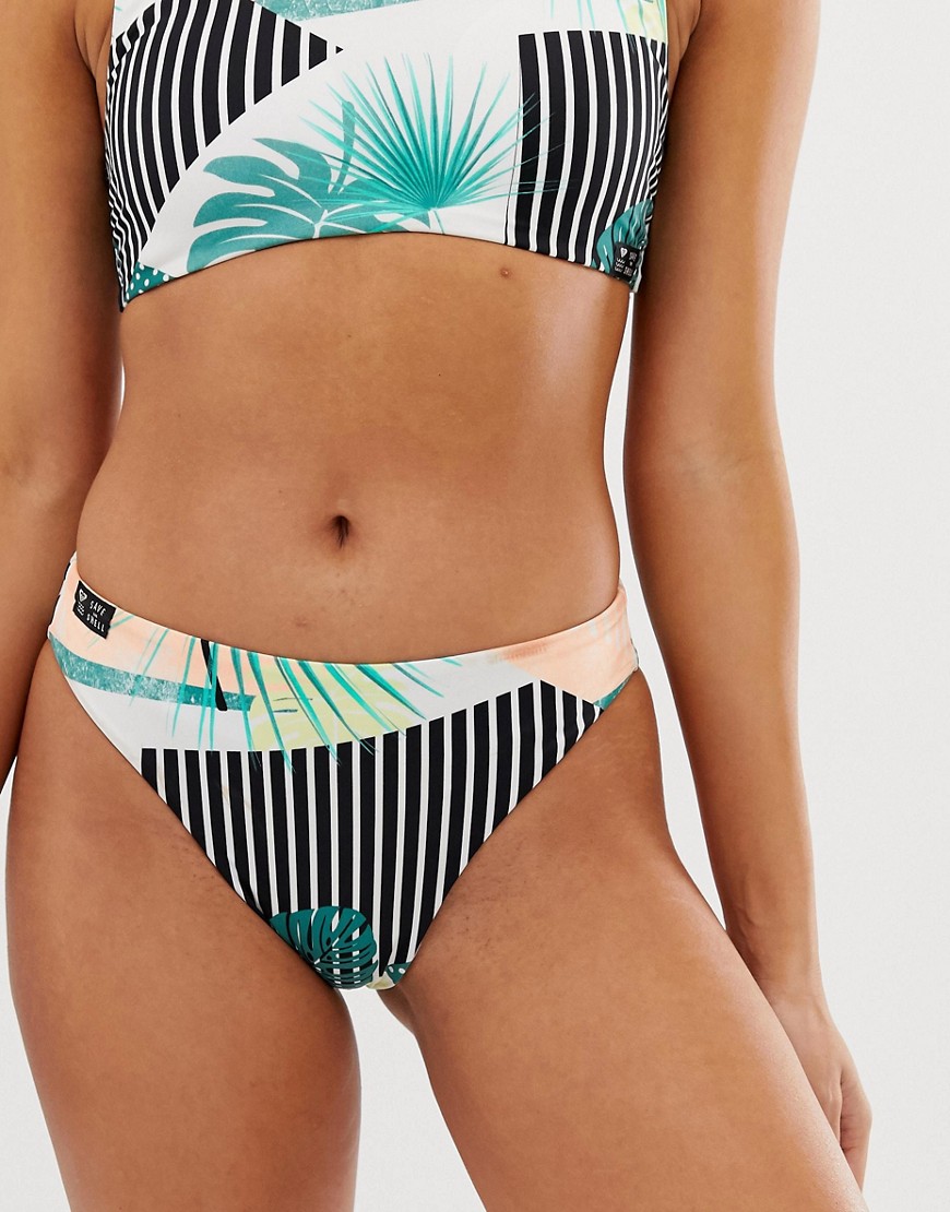 Roxy Pop Surf high leg bikini bottom in tropical