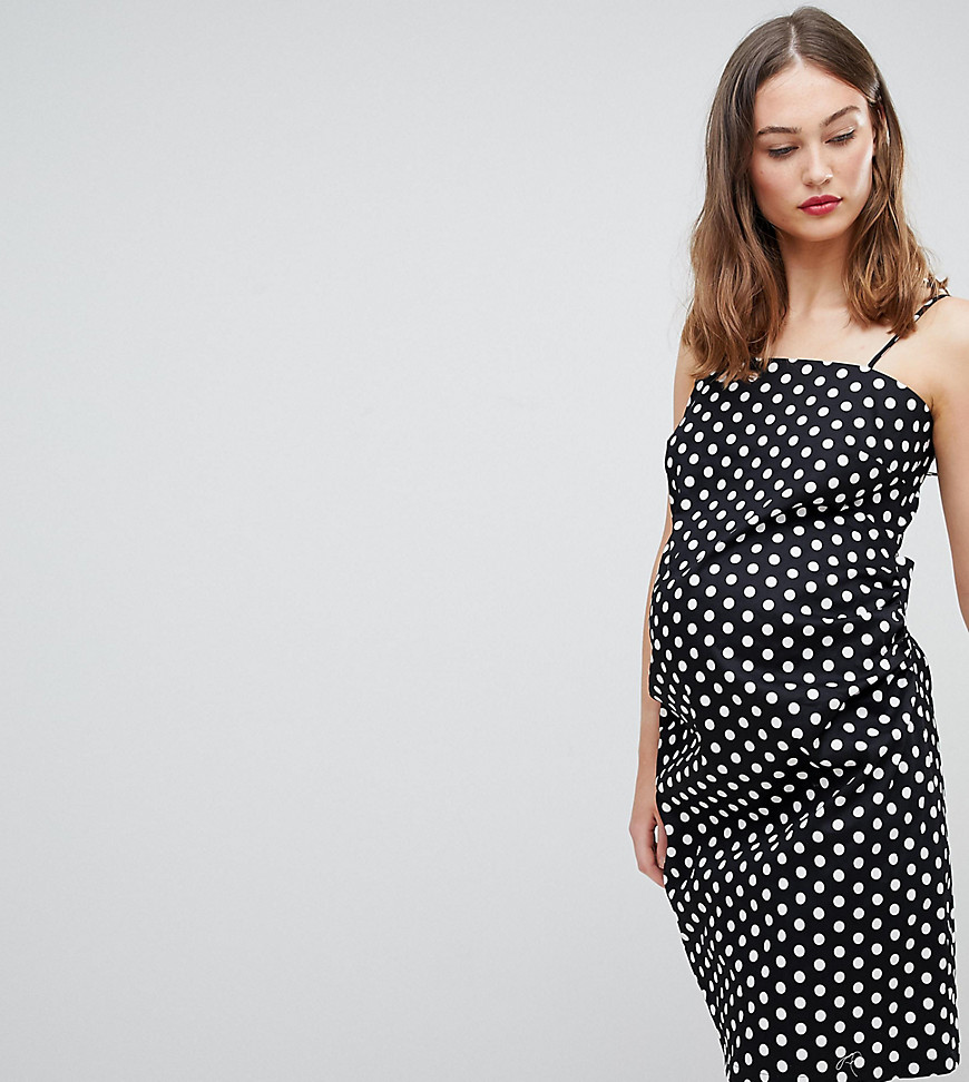 Glamorous Bloom Cami Dress With Tie Back In Polka Dot