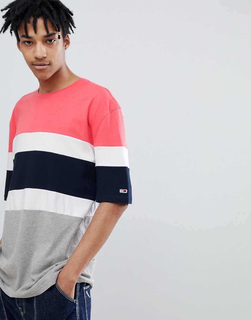 Tommy Jeans summer capsule block stripe t-shirt relaxed oversized fit in multi - Multi