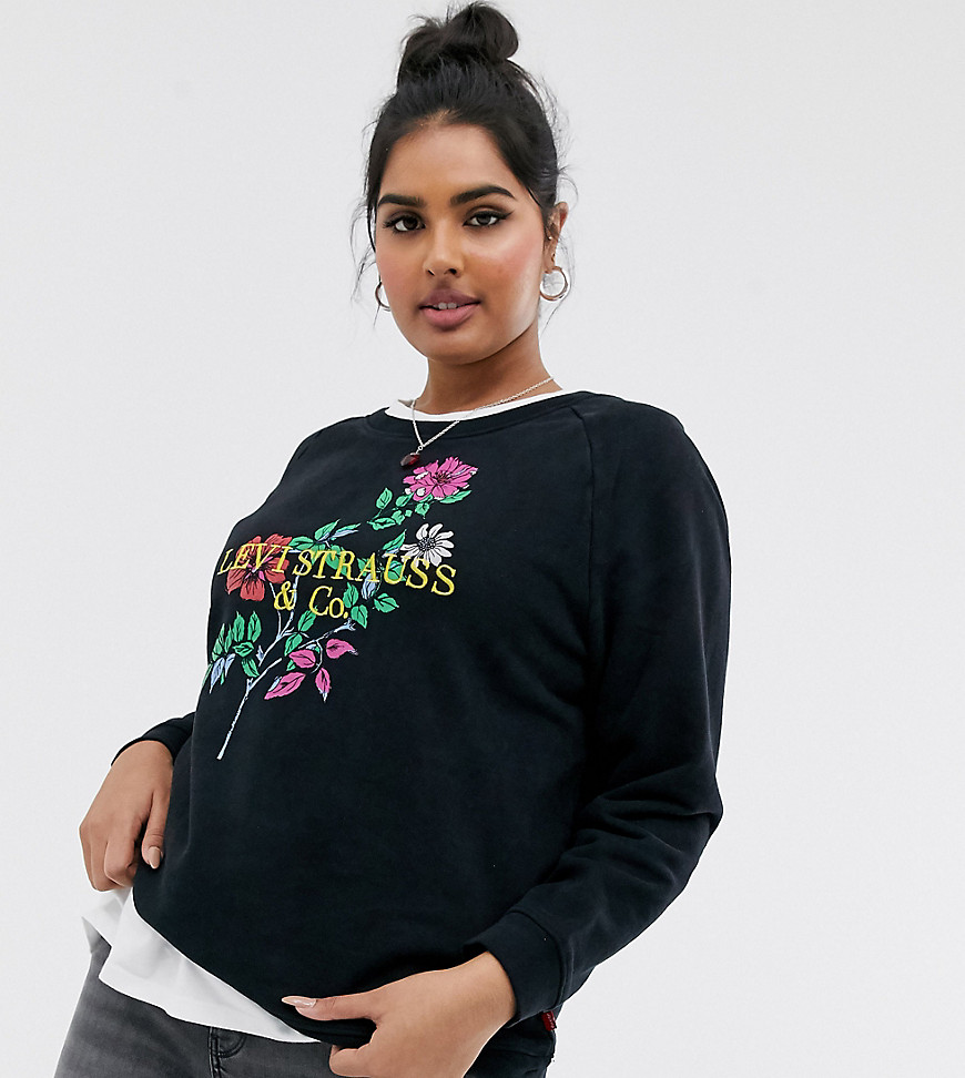 Levi's Plus relaxed crew neck sweatshirt with floral embroidery