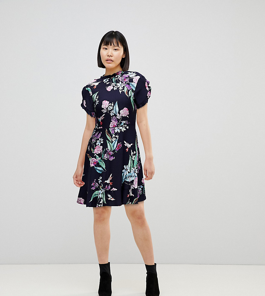Oasis Ruffle Sleeve Floral Printed Skater Dress