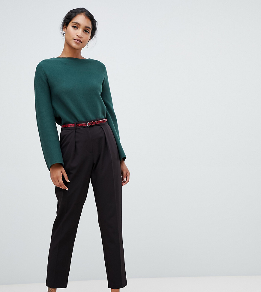 Oasis peg trousers with snake print belt in black