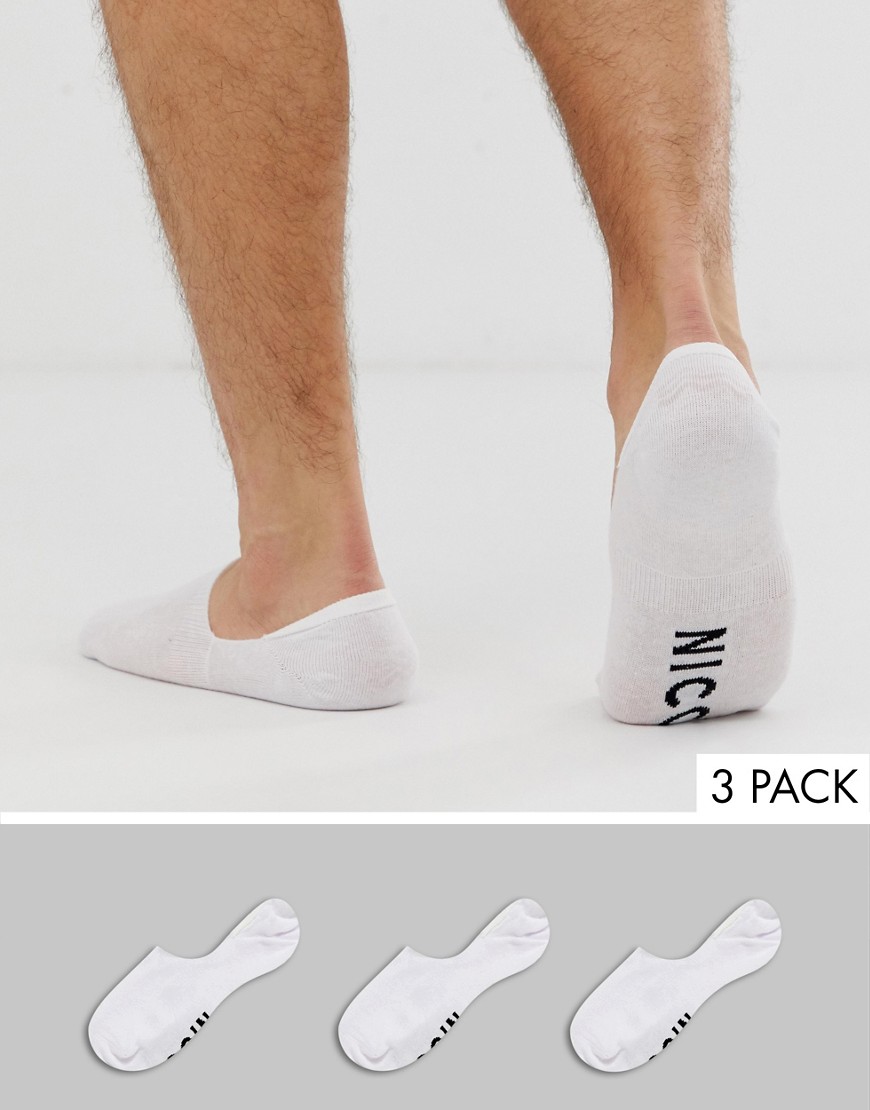 Nicce 3 pack invisible socks in white