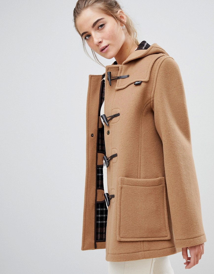 Gloverall slim mid length duffle coat in wool blend