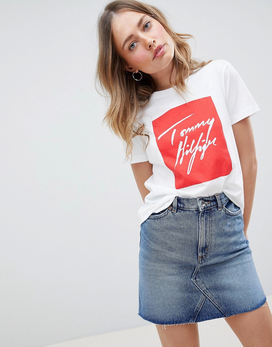 Tommy Hilfiger T-Shirt With Scribble Logo - Classic white