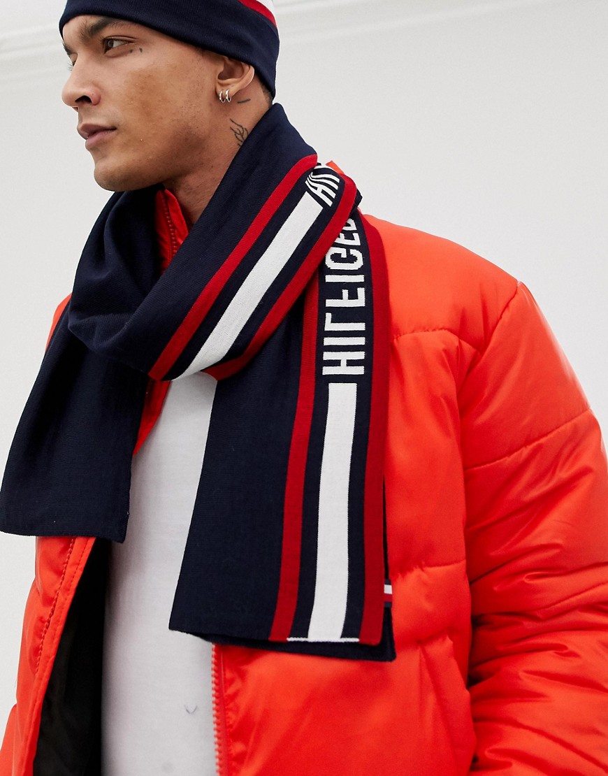 Tommy Hilfiger icon logo knitted scarf in navy