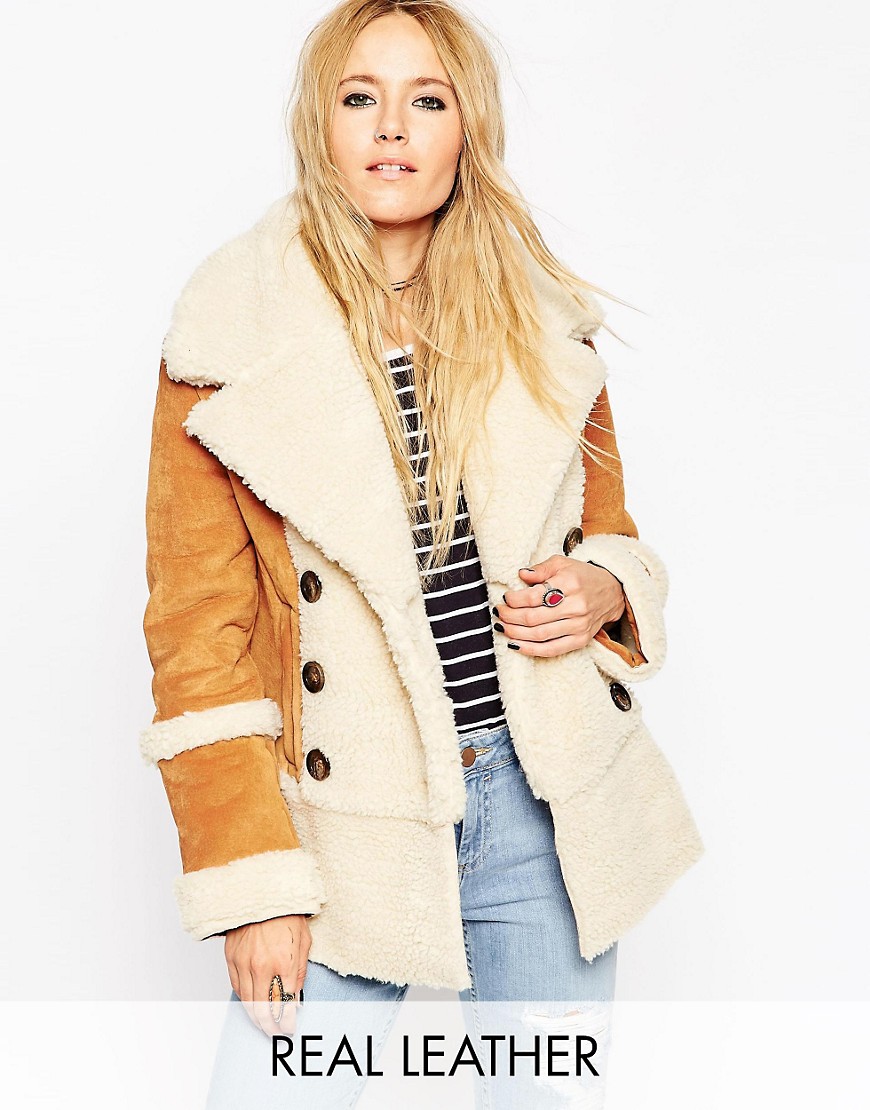 ASOS Suede Shearling Coat in 70's Styling