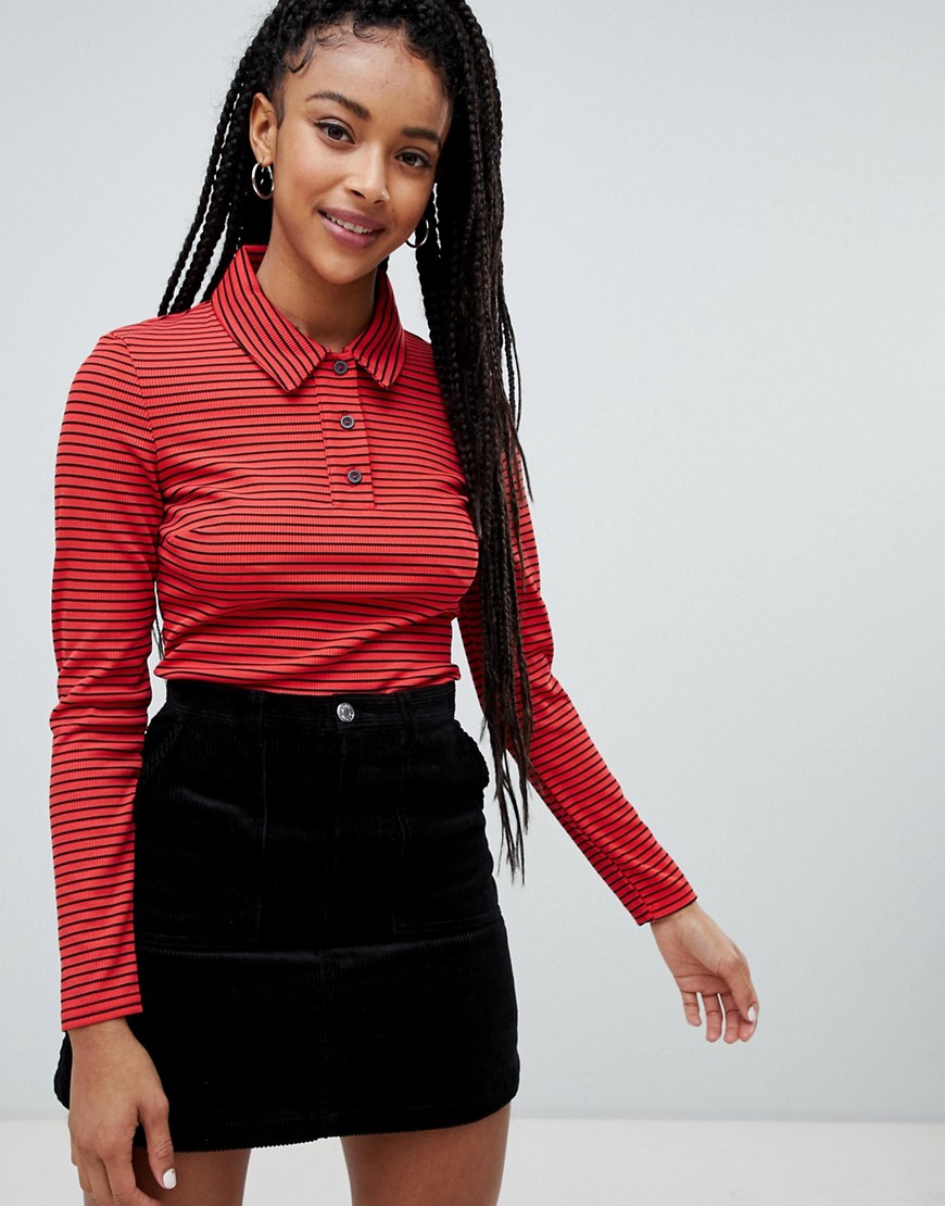 Nobody's Child long sleeve polo top in stripe