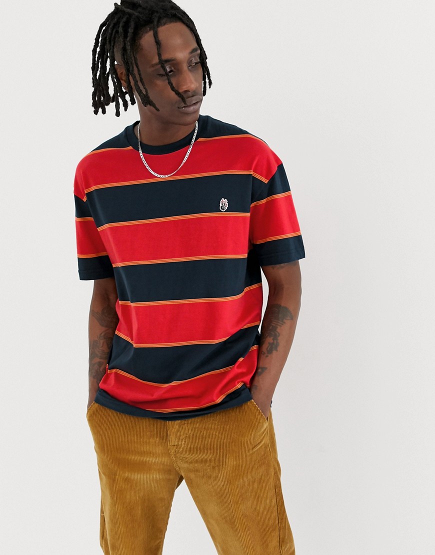 Globe Frenzy striped t-shirt in red and navy