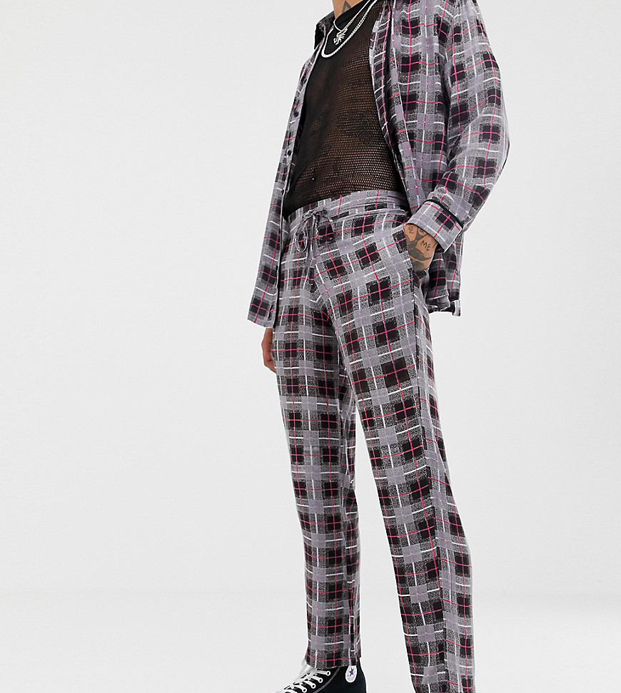 Sacred Hawk relaxed crop trousers in check flannel
