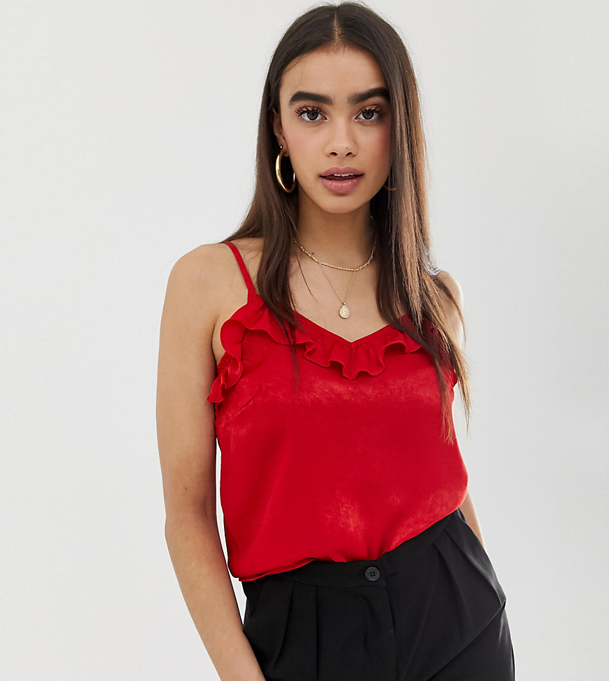 UNIQUE21 satin cami top with frill detail