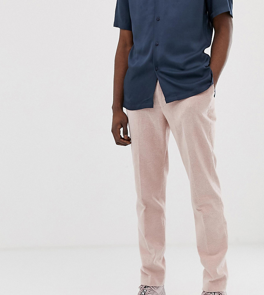 ASOS DESIGN Tall skinny crop smart trouser in pink cord