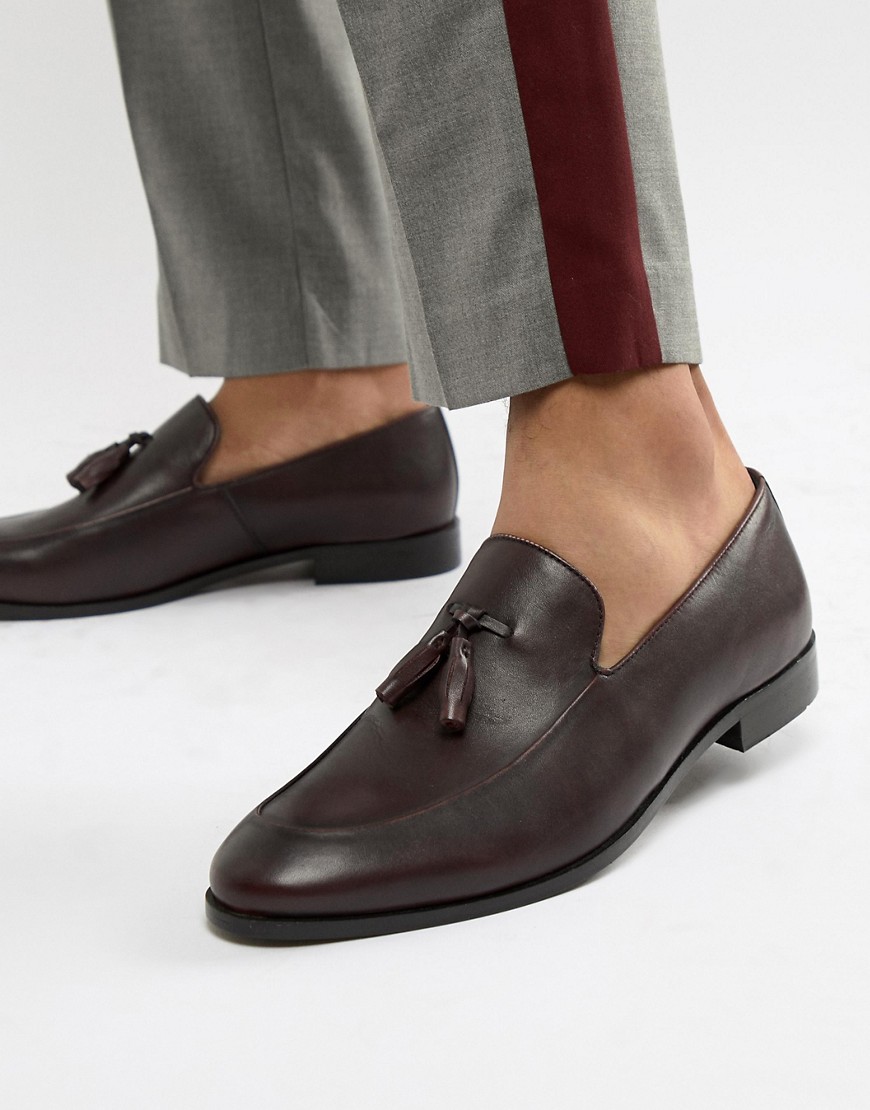 Zign tassel loafers in burgundy leather