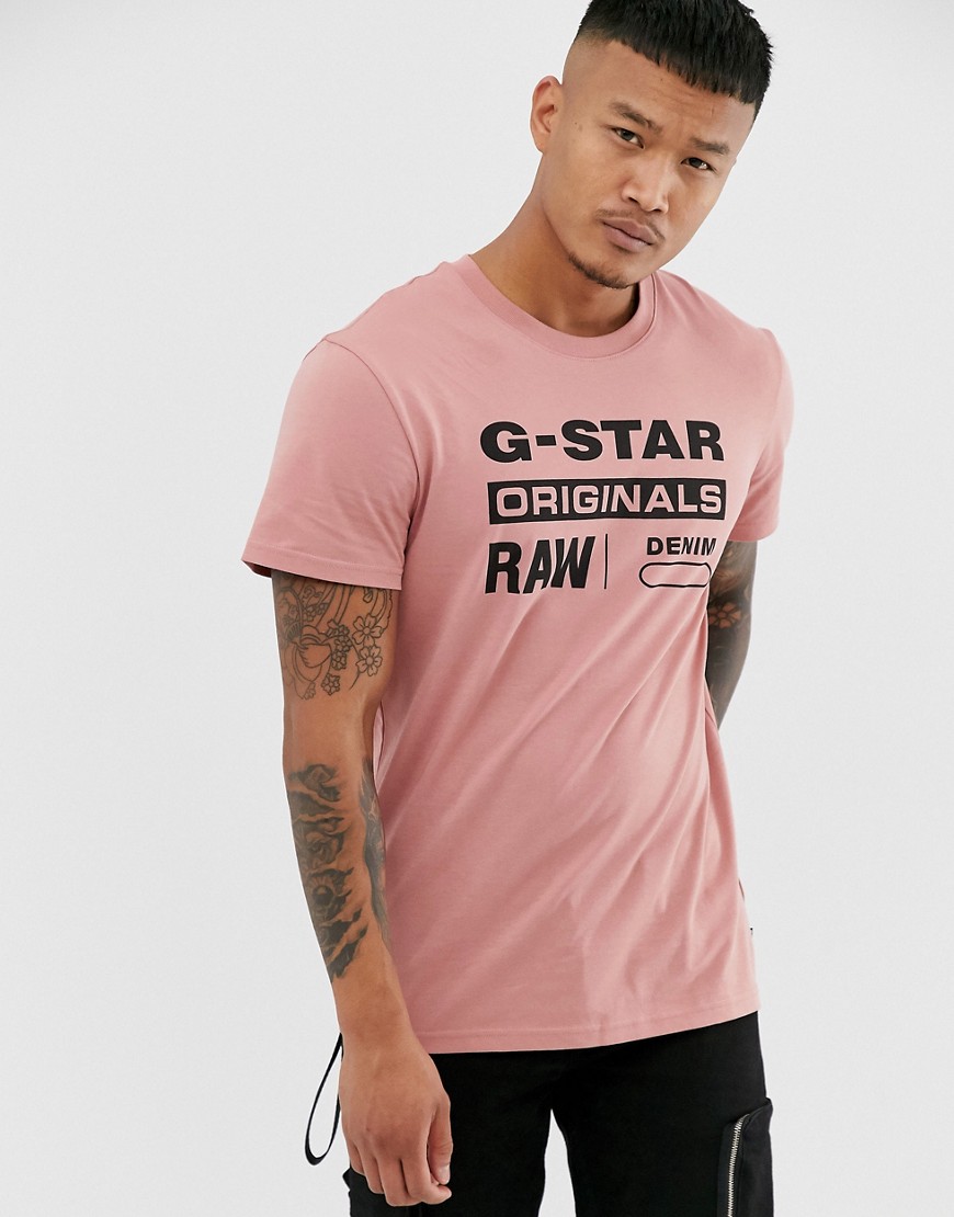 G-Star Originals organic cotton logo t-shirt in pink