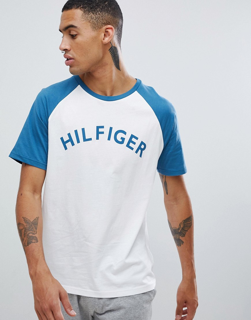 Tommy Hilfiger logo raglan baseball t-shirt in white/blue