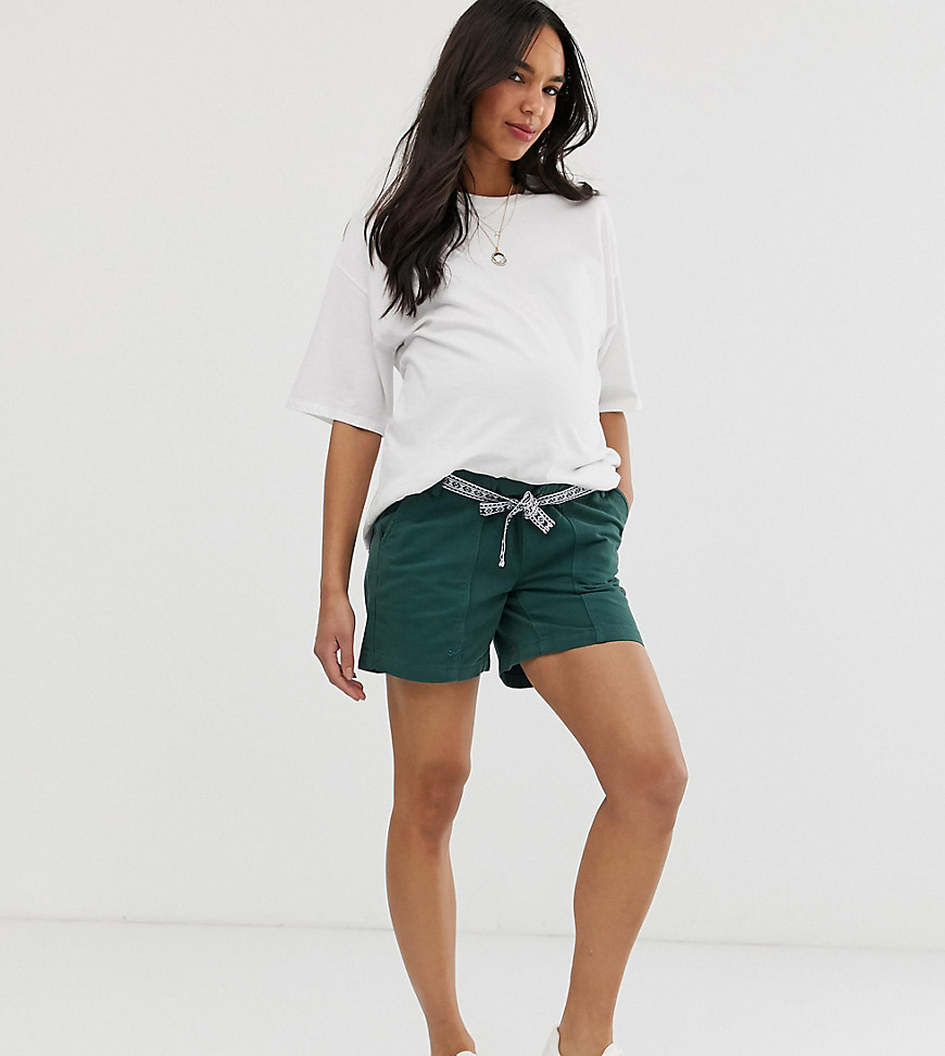 Mamalicious maternity cotton shorts with tape detail