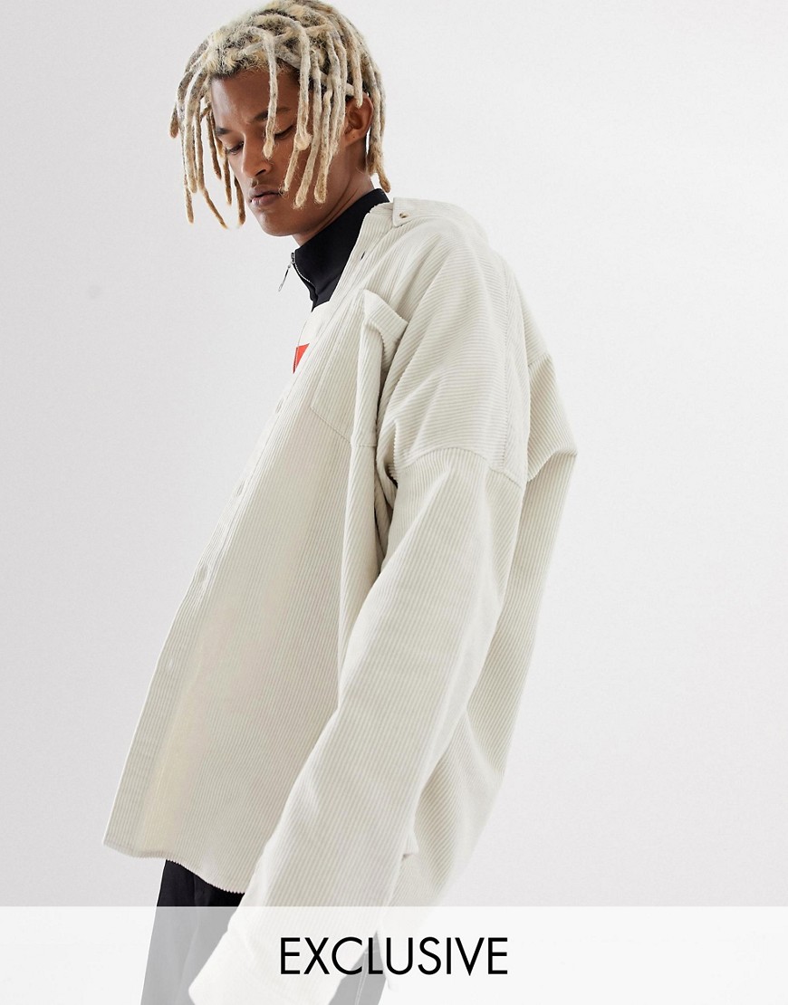COLLUSION oversized cord shirt in beige