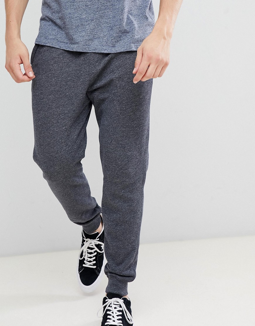 Hollister core icon logo cuffed jogger in washed black marl