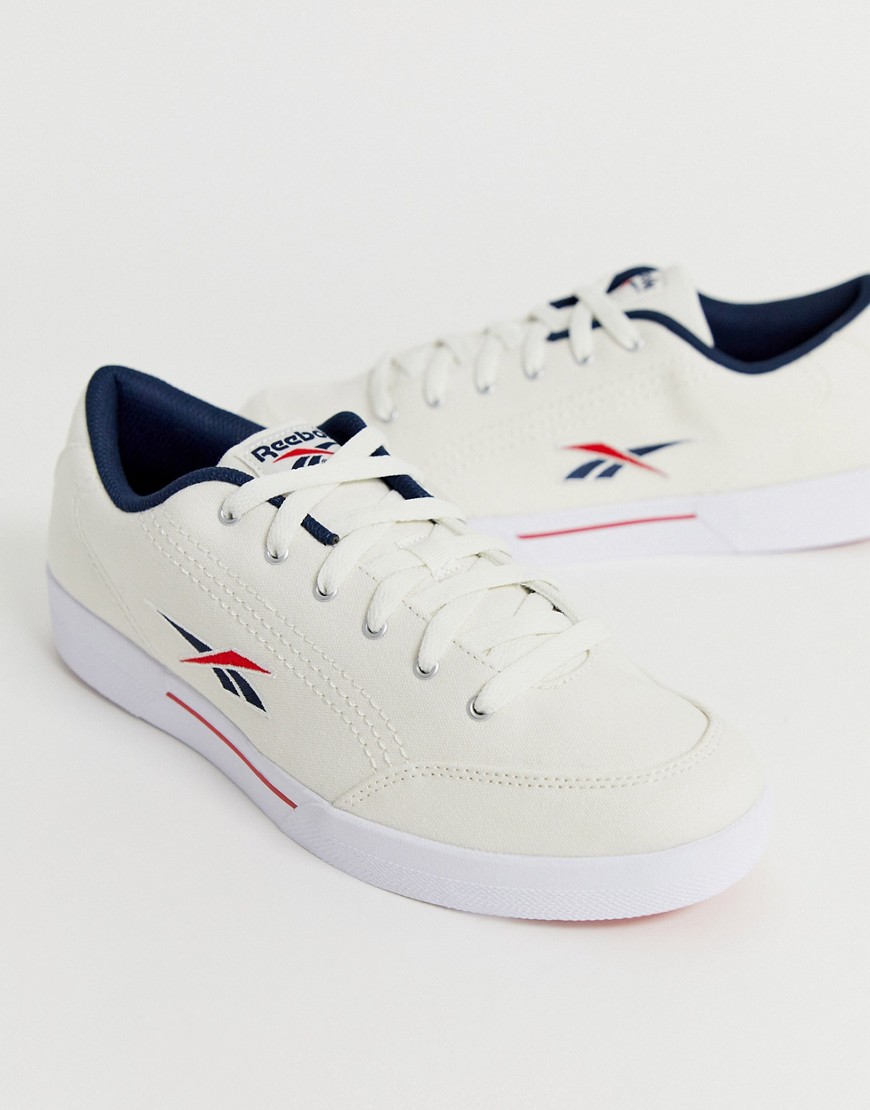 Reebok slice canvas trainers with vector logo in beige