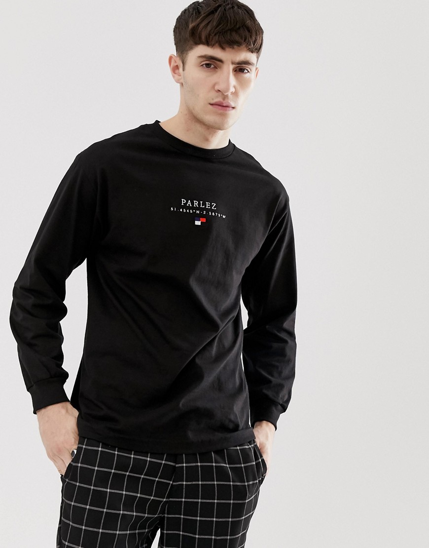 Parlez Lima long sleeve t-shirt with embroidered chest logo in black