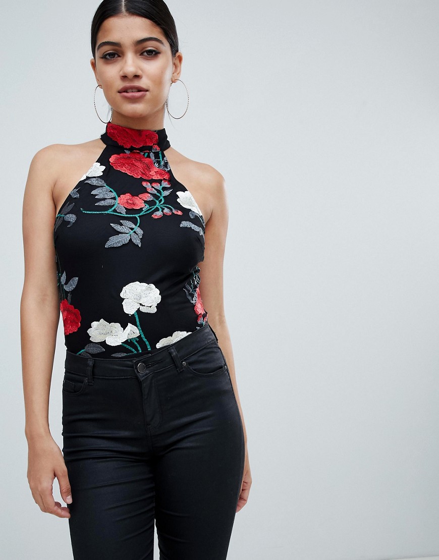 Girl In Mind floral high neck embroidered body