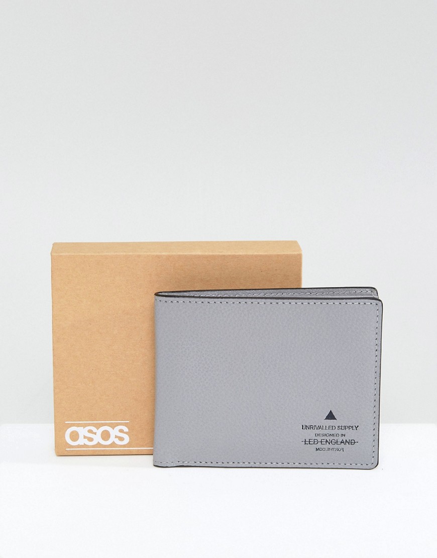 Серый кожаный бумажник с отделкой черного цвета ASOS - Серый 