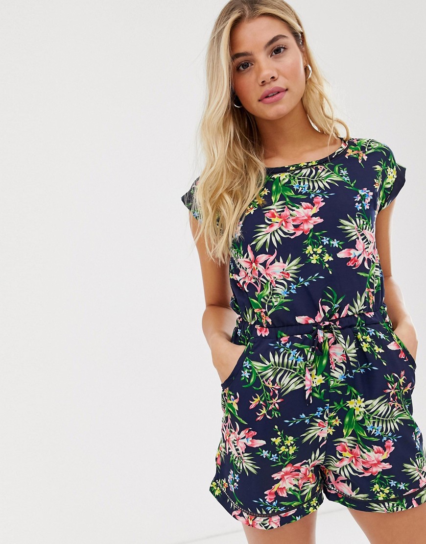 Brave Soul lenore playsuit in tropical print