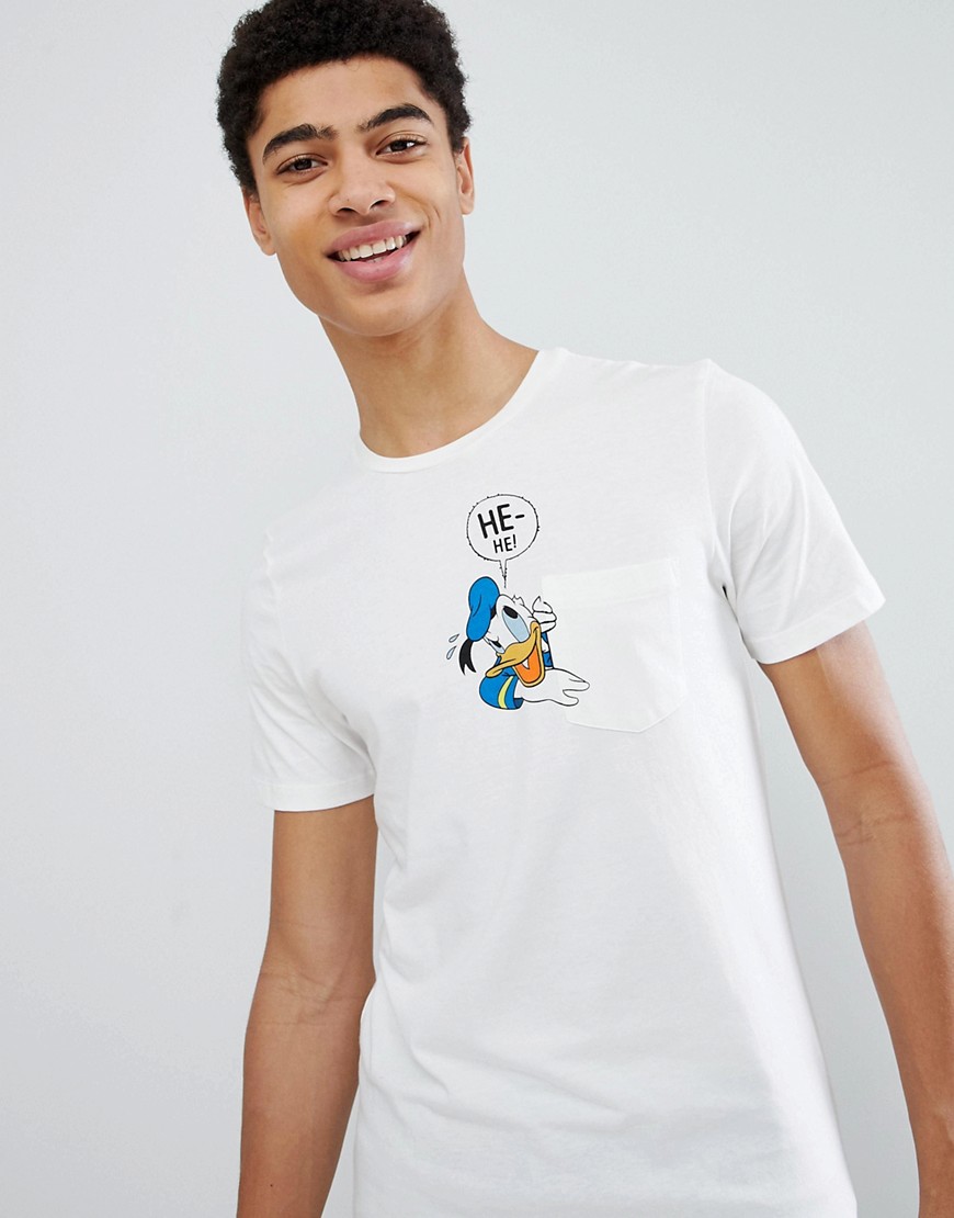 Jack & Jones Originals T-Shirt With Disney Pocket Print - Cloud dancer