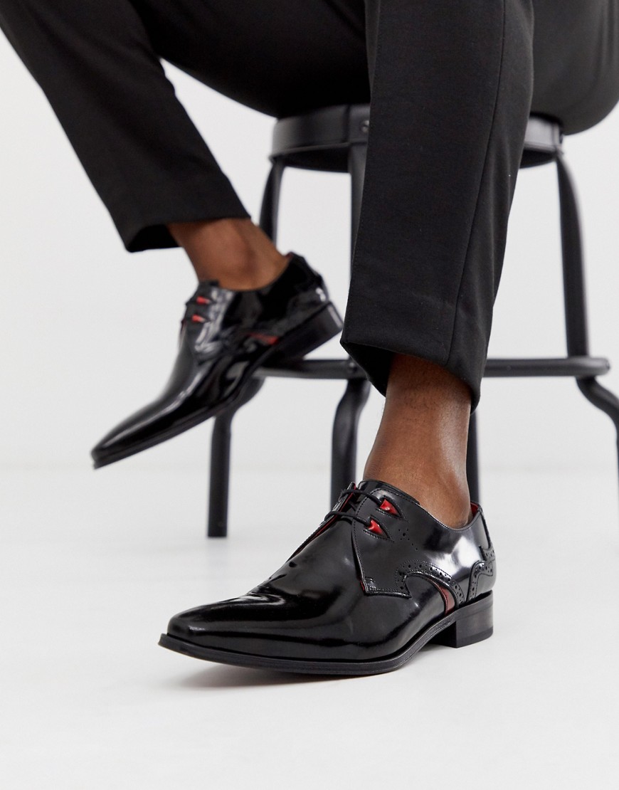 Jeffery West Yardbird lace up shoes in black high shine