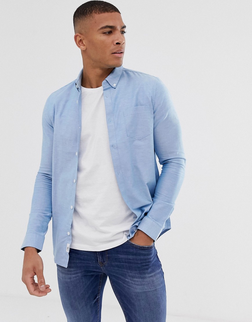 Burton Menswear skinny fit oxford shirt in light blue