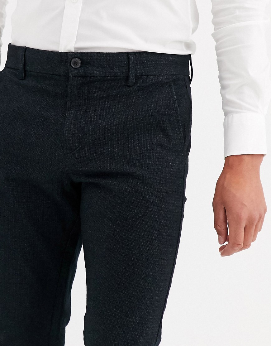Selected Homme slim fit brushed wool trousers in black