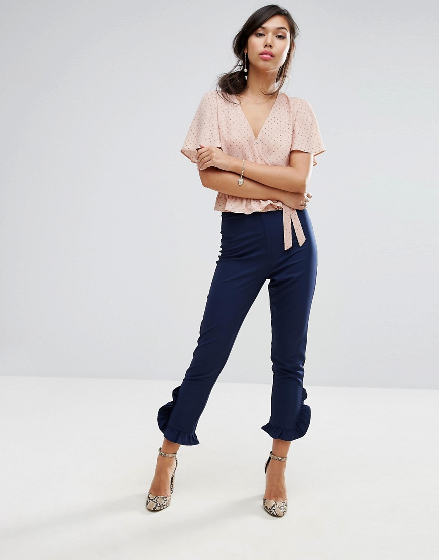 Fashion Union Trouser With Frill - Navy