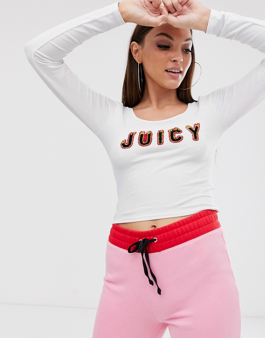 Juicy Couture Black Label flames logo long sleeved t-shirt