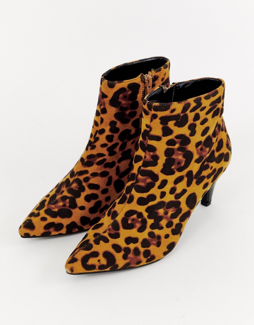 Lost Ink Jolie leopard print kitten heel boots