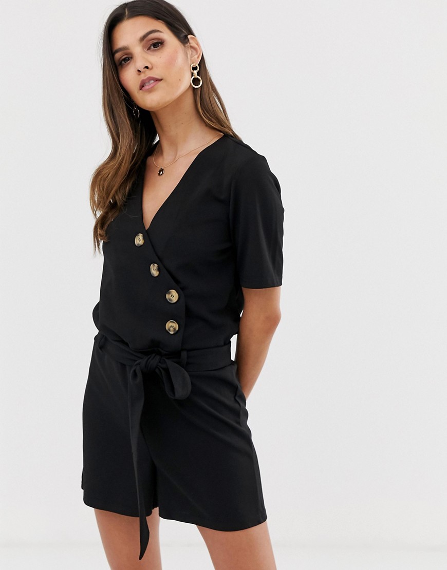 Y.A.S Bahia spotted button down playsuit