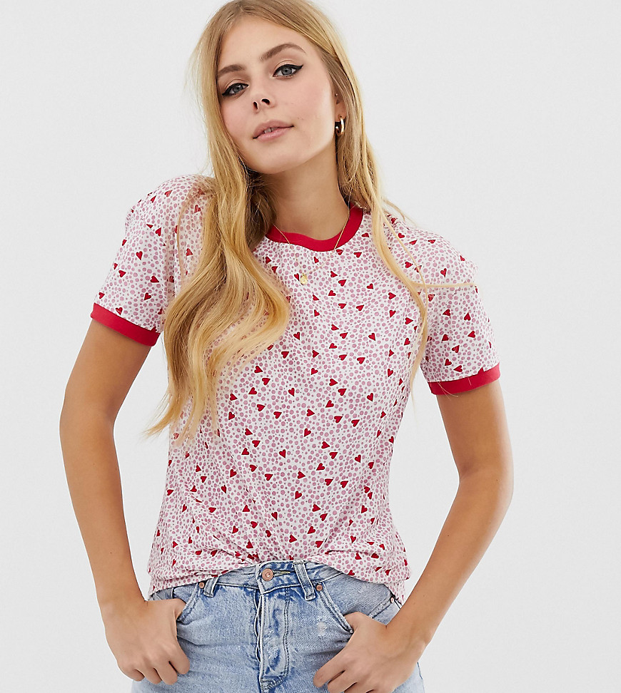 Wednesday's Girl ringer t-shirt in heart spot print