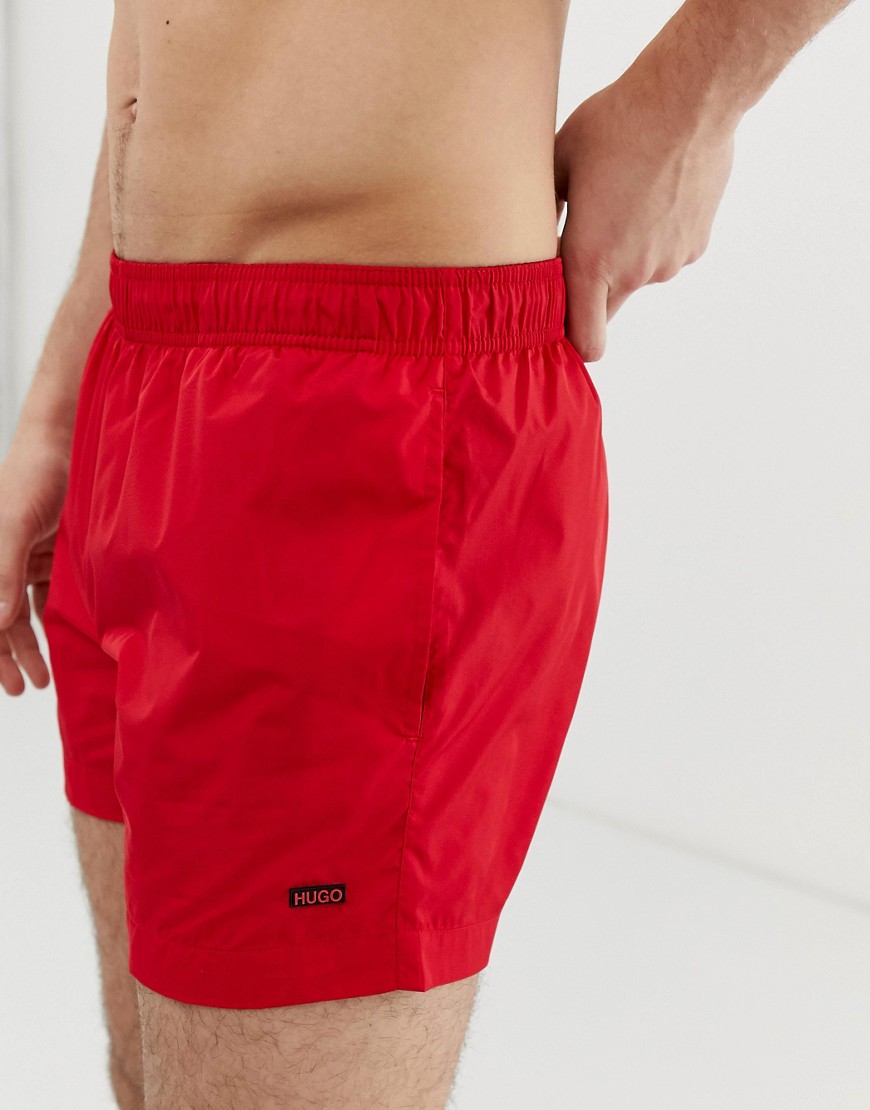 HUGO Barbados logo swim shorts in red