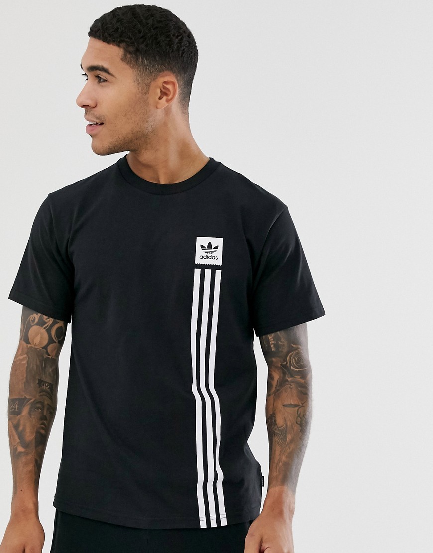 adidas Skateboarding logo 3 stripe t-shirt in black
